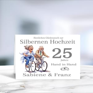 Silberhochzeit • Silberne Hochzeit • 25 Jahre verheiratet • Geschenk für die Silberhochzeit • Silberhochzeitskarte  • personalisiert • LN7-3