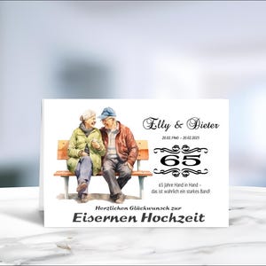 Eiserne Hochzeit • 65 Jahre Ehe • Klappkarte • Glückwunschkarte • Postkarte • 65 Jahre verheiratet • personalisiert • LN4 Motiv 5 von 6