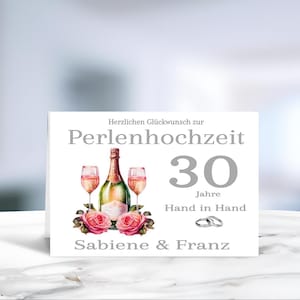 Perlenhochzeit • 30 Jahre Ehe • Hochzeitsjubiläum • Karte Perlenhochzeit • 30 Jahre verheiratet  • personalisiert • LN4-1