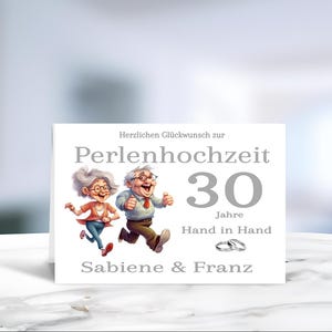 Perlenhochzeit • 30 Jahre Ehe • Hochzeitsjubiläum • Karte Perlenhochzeit • 30 Jahre verheiratet  • personalisiert • LN7-1