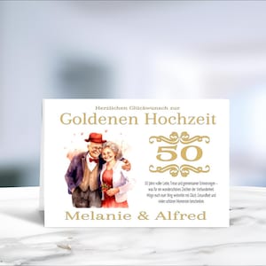 Goldene Hochzeit • Glückwunschkarte  • Hochzeitskarte  • personalisiert • LN3 - 2 von 4