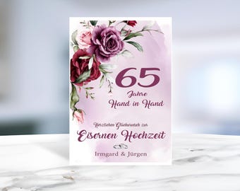 Eiserne Hochzeit • Klappkarte • Glückwunschkarte • Postkarte • 65 Jahre  • personalisiert • LN2-Motiv 2 von 4