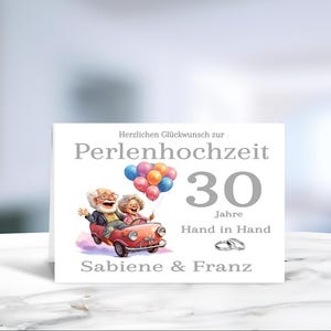 Perlenhochzeit • 30 Jahre Ehe • Hochzeitsjubiläum • Karte Perlenhochzeit • 30 Jahre verheiratet  • personalisiert • LN7-4