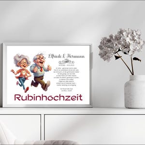 Rubinhochzeit • 40 Jahre Ehe • Digitales Produkt zum Ausdrucken • DIN A4 - PDF und JPG • personalisiert • Serie LN7 -8 Motive