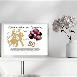 Goldene Hochzeit • Karte Goldene Hochzeit • Digitales Produkt zum Ausdrucken • DIN A4 - PDF und JPG • personalisiert •  3 Motive