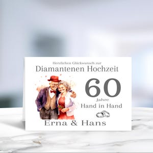Diamantene Hochzeit • Hochzeitsjubiläum • Glückwunschkarte • Hochzeitskarte  •  60 Jahre verheiratet • personalisiert • LN9 Motiv 2 von 4