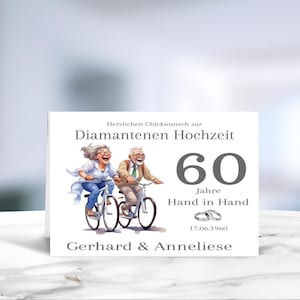 Diamantene Hochzeit • Karikatur • Glückwunschkarte • Hochzeitsjubiläum • Hochzeitskarte  •  60 Jahre Ehe • personalisiert • LN7-3 von 8