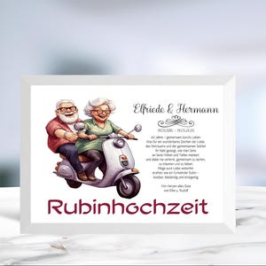 Rubinhochzeit • Geldgeschenk • 40 Jahre Ehe • Geschenk mit Rahmen  • Rubin Hochzeit  • personalisiert • LN7 - 5 von 8