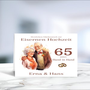 Eiserne Hochzeit • 65 Jahre Ehe • Klappkarte • Glückwunschkarte • 65 Jahre verheiratet • personalisiert • LN3-Motive 3 von 4