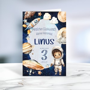 Geburtstag Junge • Junge Geburtstag • Kinder Geburtstag • Astronaut • Kindergeburtstag Karte • 1. Geburtstag   • personalisiert •  LN 4