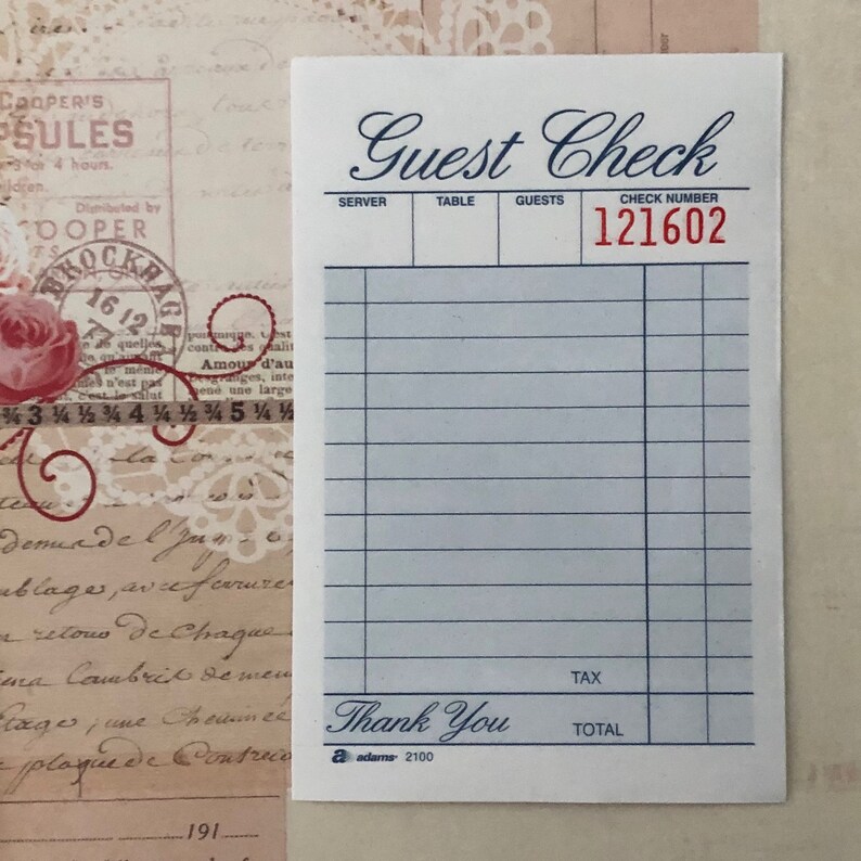 Guest Checks Vintage Style Diner Guest Checks Diner Receipts Etsy