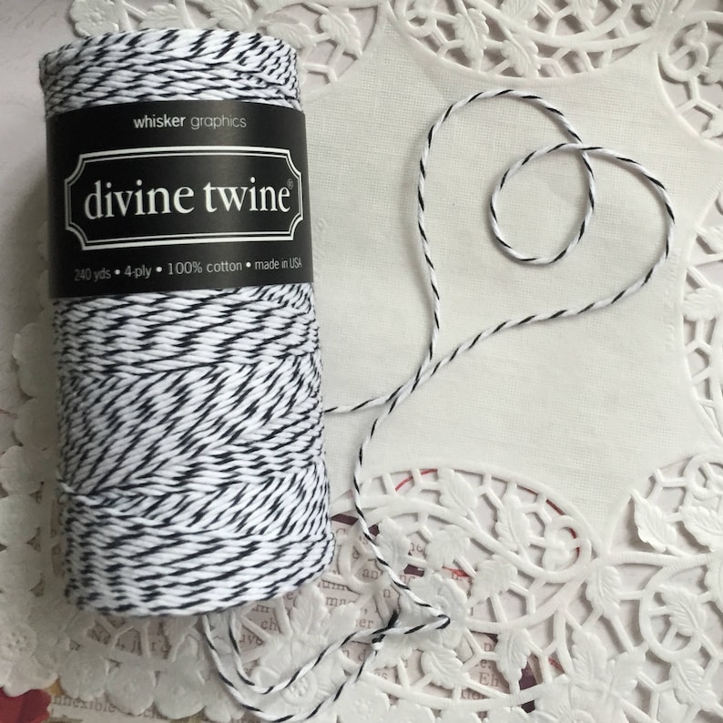 Black Baker/'s Twine 10 Yards of Black and White Striped Baker/'s Twine Divine Twine Made in the USA 4 Ply Quality Crafting Twine Licorice