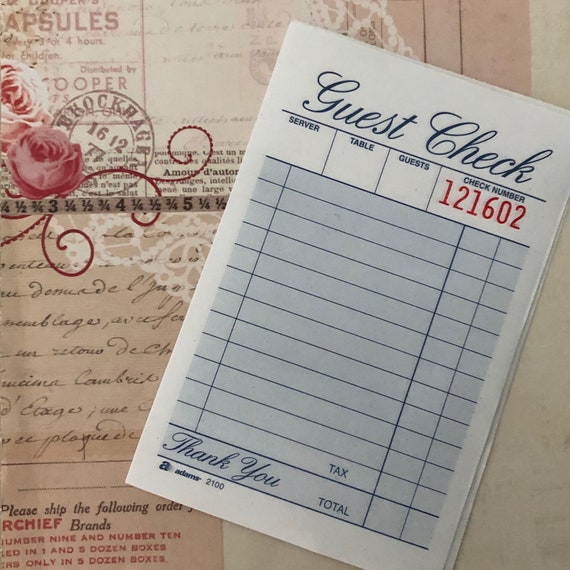 Guest Checks Vintage Style Diner Guest Checks Diner Receipts Etsy