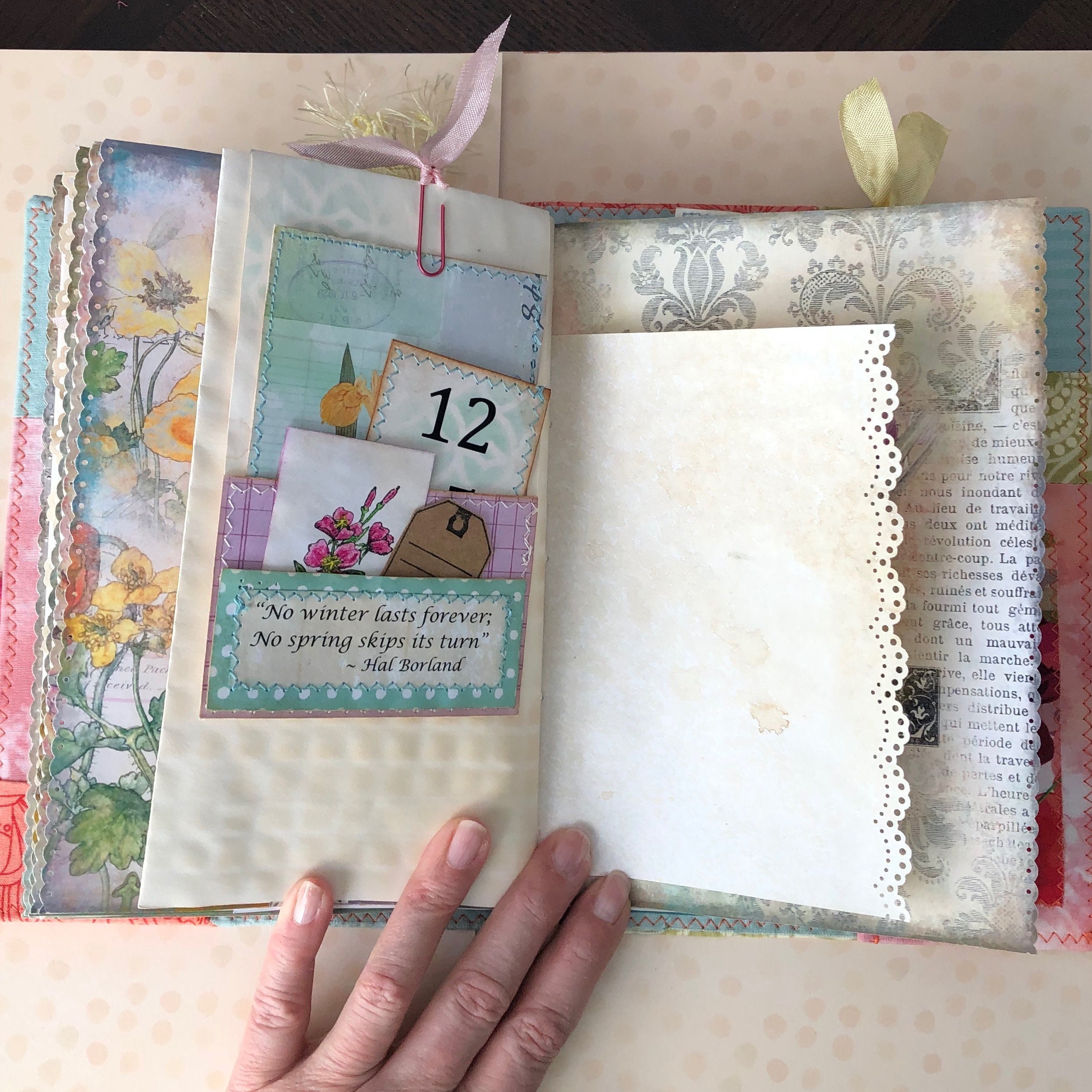 Spring Fabric Patchwork Journal Diario de recuerdo para Etsy