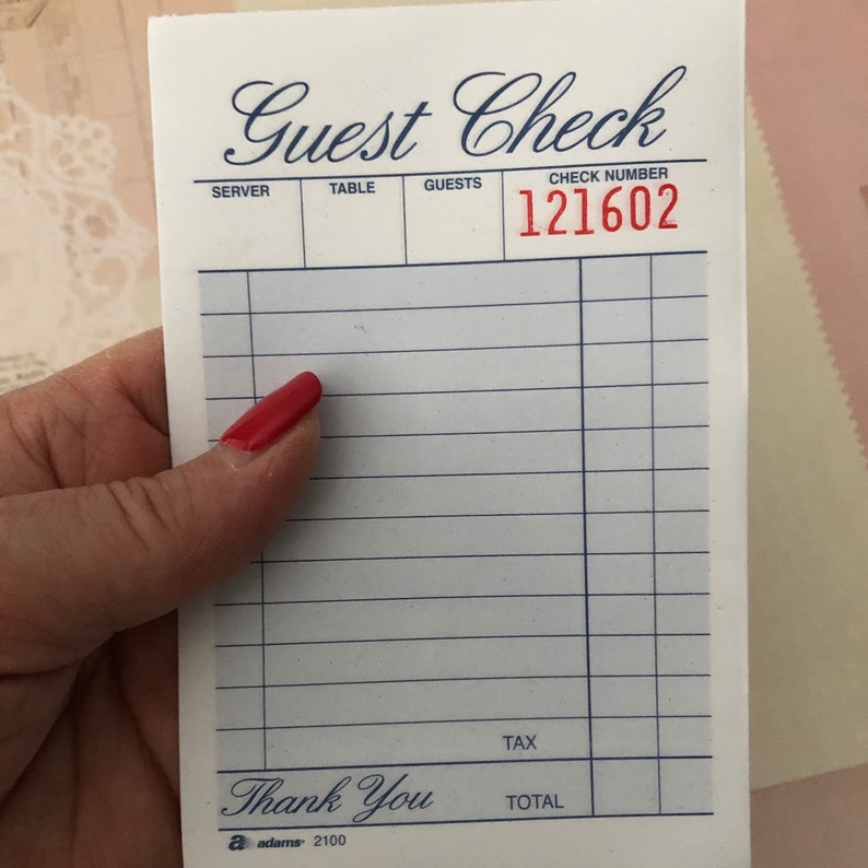 Guest Checks Vintage Style Diner Guest Checks Diner Receipts Etsy