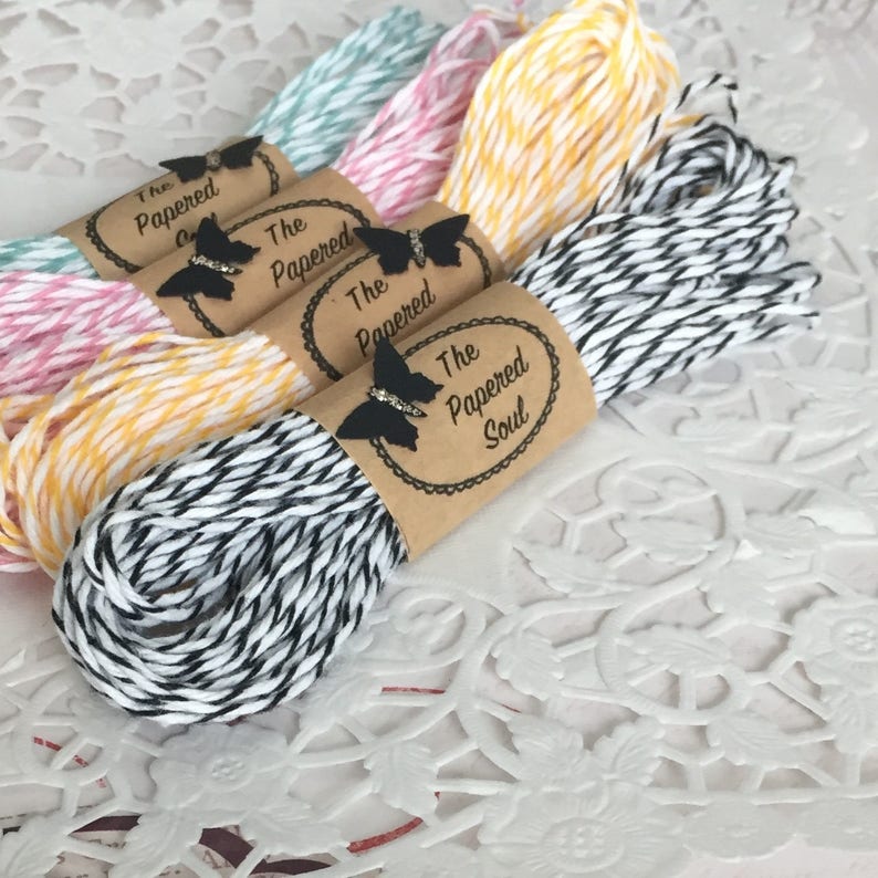 Black Baker/'s Twine 10 Yards of Black and White Striped Baker/'s Twine Divine Twine Made in the USA 4 Ply Quality Crafting Twine Licorice