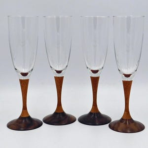Champagne Flute | 8 oz. Champagne Glass set of 4 with wood stems | cf020