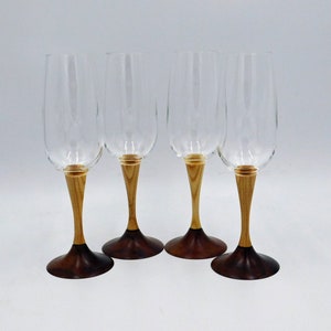 Champagne Flute | 8 oz. Champagne Glass set of 4 with wood stems | cf016
