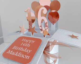 Rose gold birthday card any age