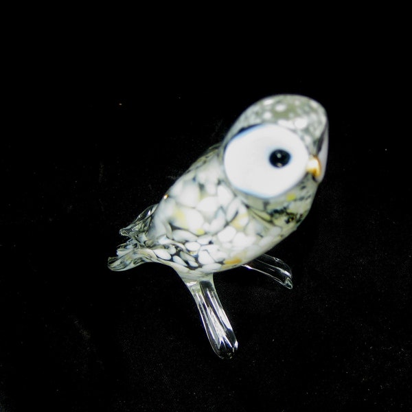 blown glass animal polar snow owl white miniature  murano style figurine art ornament decor 2.7x2.3x1.2 inches Fast shipping from USA