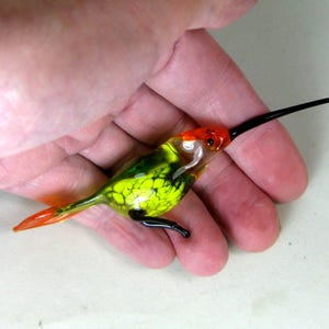 Floral Purple Hummingbird Hanging Glass Figurine