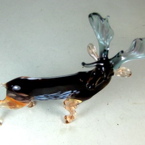 hand blown glass animal   deer  murano style figurines  ornament decor gift art orange 4x3x1.7 inches Fast shipping from USA
