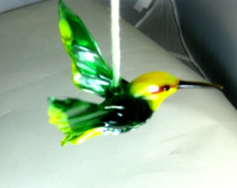 blown glass animal bird Hummingbird art hanging Green  Murano style figurine   ornament decor 3.5x2.3x1.8 inches Fast shipping from USA