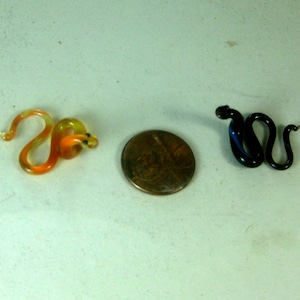 Blown glass figurines animals tiny miniatures Murano style Set of 2 snakes 1.0x0.8&quot;