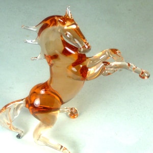 hand blown glass animals horse mustang amber murano style figurine ornament miniature art  H-4.8&quot; Fast shipping from USA