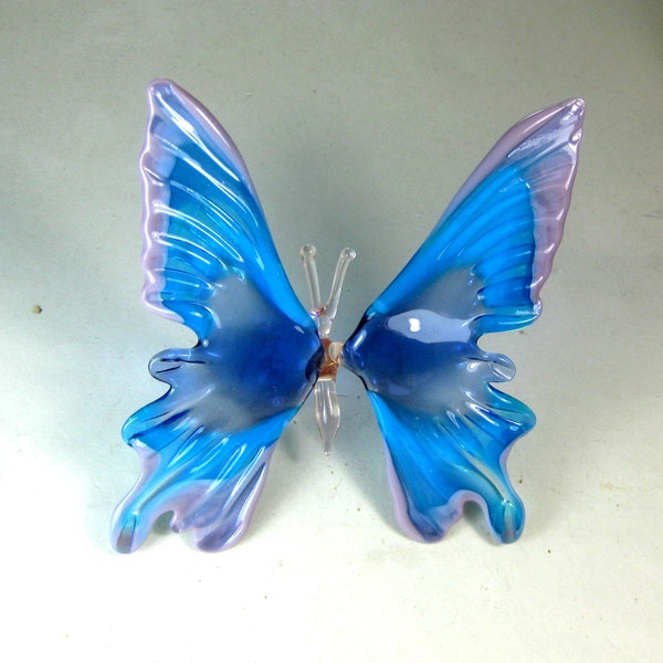 blown glass animal Butterfly blue purple fragile  murano style figurine art ornament  3.7x3.8x1.5 inches Fast shipping from USA