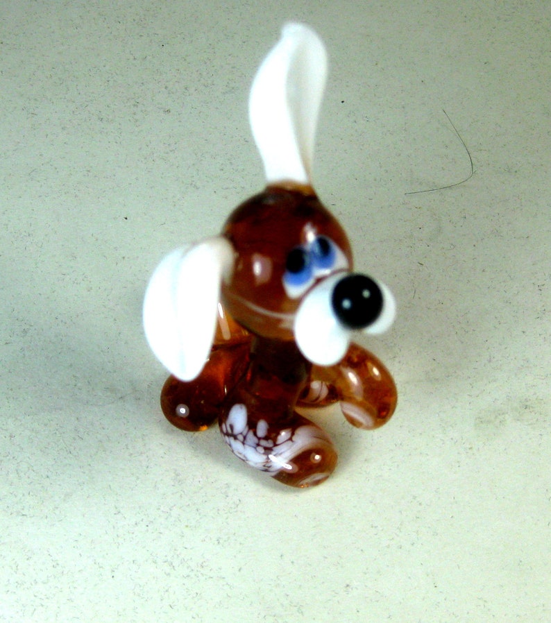 Blown glass dogs figurines ornament animals miniatures Murano style 1.5x2.5 White