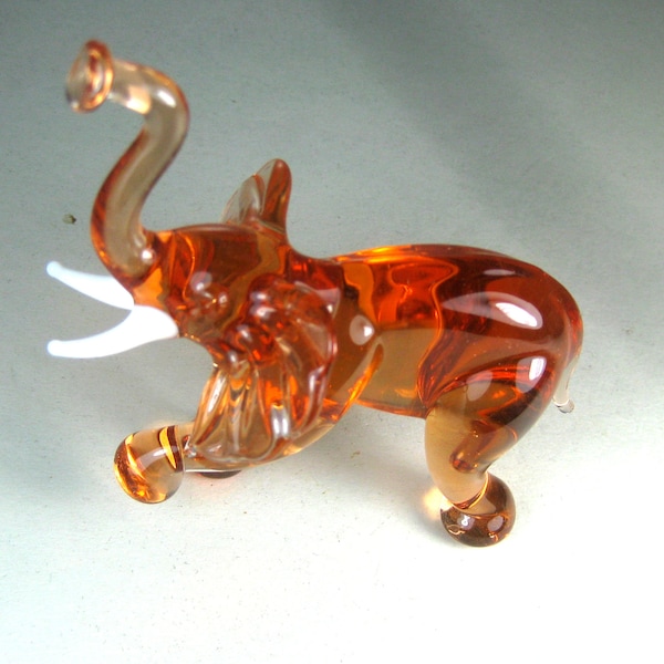 hand blown glass animal   elephant  murano style figurines art  ornament amber blue red yellow miniature  3.5x3.2x1.6 inches Fast shipping.