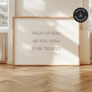Vänlighetstavla, Behandla människor med vänlighet, Nedladdningsbara tryck, Klassrumsdekor, Inspirerande poster, Den gyllene regeln, Utskrivbar väggkonst