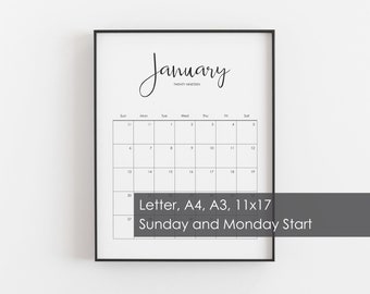 11x17 wall calendar etsy
