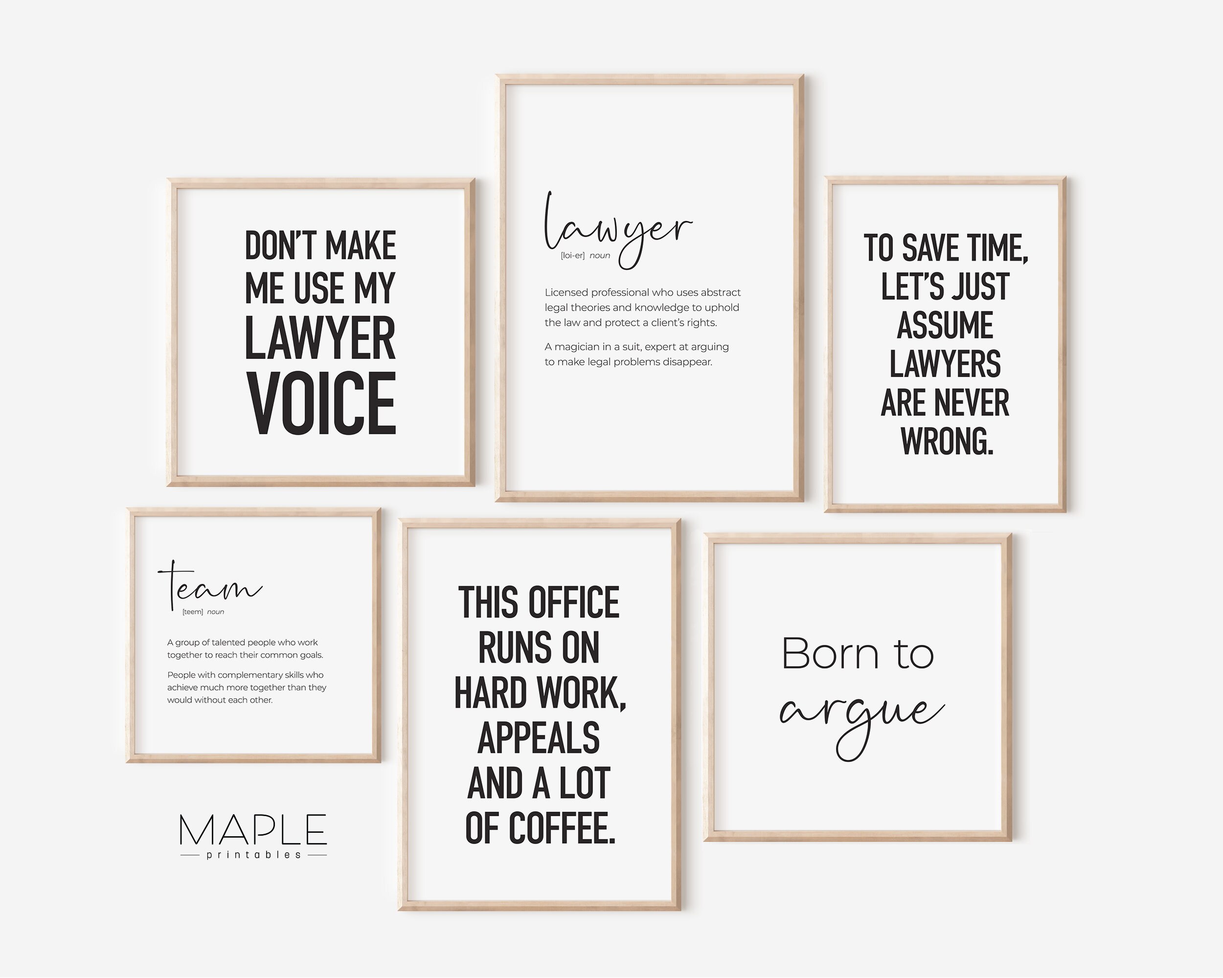 Lawyer Office Decor Set of 6 Prints, Printable Minimalist Law Office ...