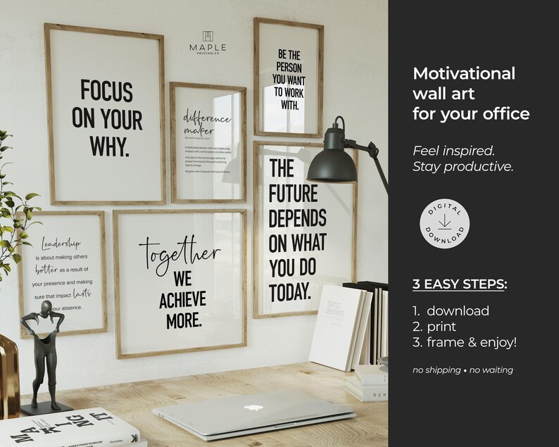 Teamwork Quotes Wall Art Bundle: 50 Printable Office Posters ...