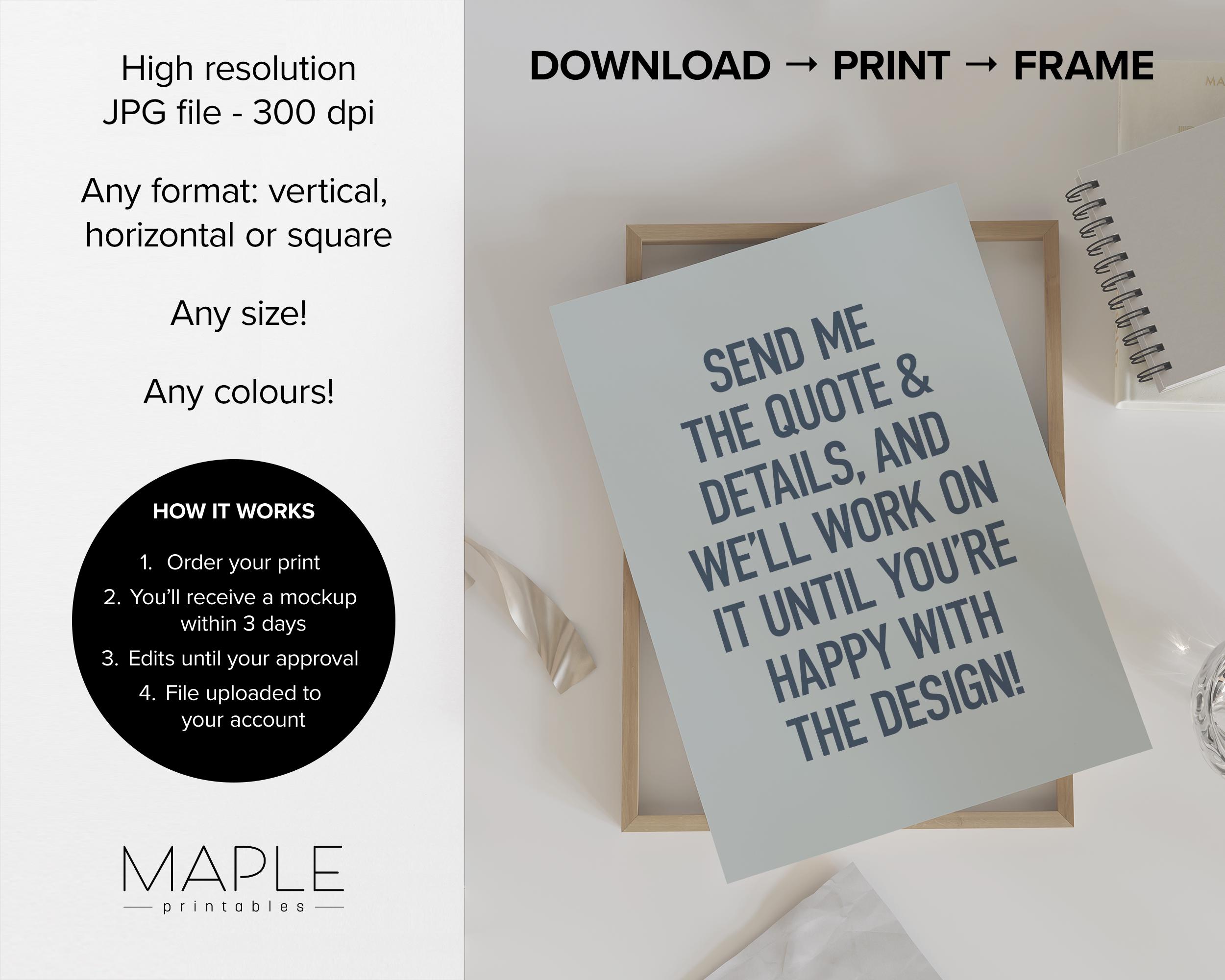 Custom Quote Print, Calligraphy Print, Downloadable Prints, Quote Gifts ...