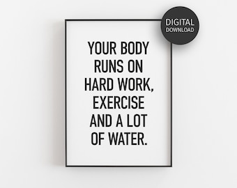 Gym Motivational Print, Printable Gym Decor for Fitness Instructor, Workout Poster for Home Gym Decor, Motivational Wall Art for Garage Gym