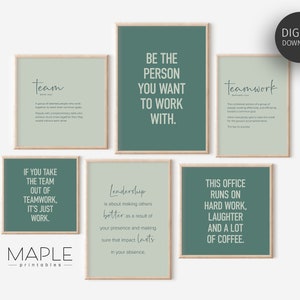 Office Wall Art, Set of 6 PRINTABLES, Motivational Prints, Teamwork ...