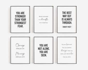 Therapist Office Decor, Set of 6 PRINTABLES, Mental Health Poster, Therapy Bundle, Wellbeing Posters, Psychologist Decor, Counseling Prints