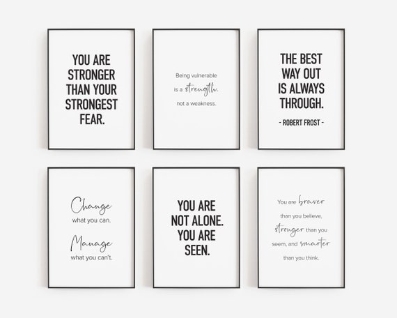 Therapist Office Decor, Set of 6 PRINTABLES, Mental Health Poster, Therapy Bundle, Wellbeing Posters, Psychologist Decor, Counseling Prints
