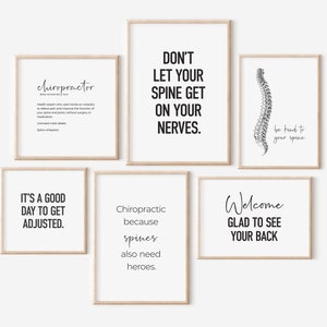 Chiropraktik Poster, Bürodekoration für Chiropraktor, druckbare Chiro Wandkunst, 6er-Set Wirbelsäulendrucke für Chiropraktor, Chiropraktor Geschenk
