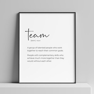 Team Definition Poster, Office Decor Wall Art, Teamwork Printable ...