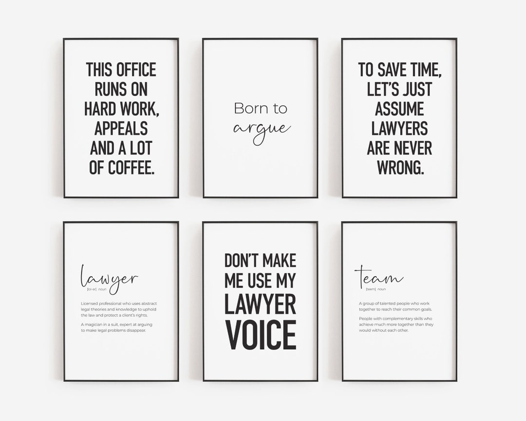Lawyer Office Decor Set of 6 Prints, Printable Minimalist Law Office