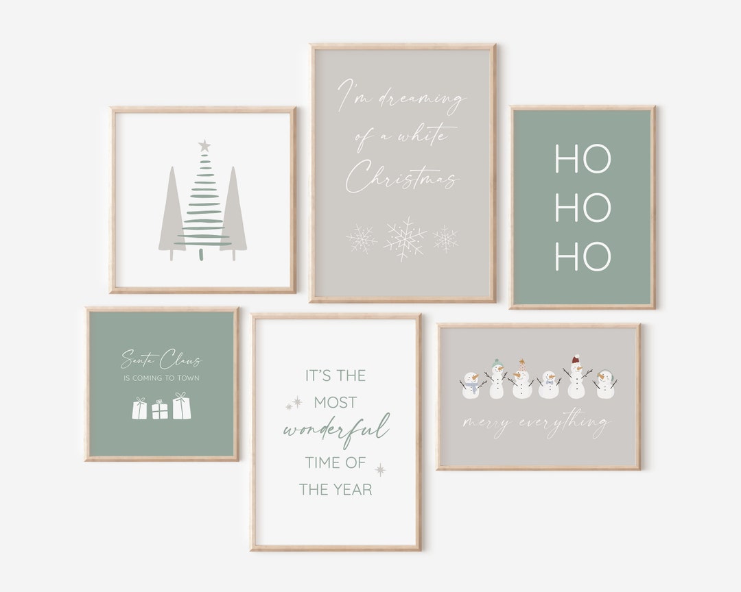 Buy Christmas Set of 6 PRINTABLES, Cozy Christmas Decor, Green