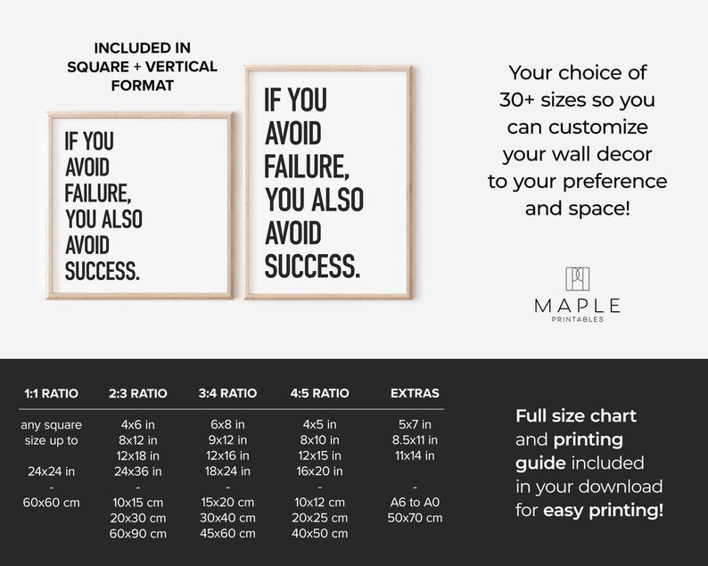 Motivational Wall Art, Printable Success Posters, Growth Mindset Quote Print, Home Office Decor, Workplace Motivation, Work Hard Inspiration image 5