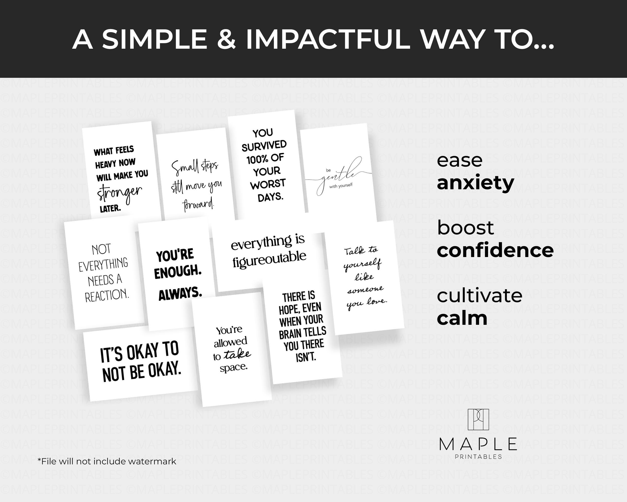 200 Mental Health Mini Quote Cards: Anxiety Flash Cards for ...