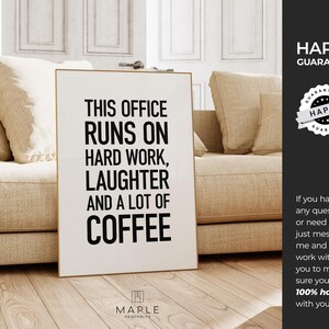 Office Decor, Teamwork Quote Printable, HR Office Print, Coffee Humour Gifts, Workplace Wall Art, Downloadable Poster, Hard Work Laughter image 9