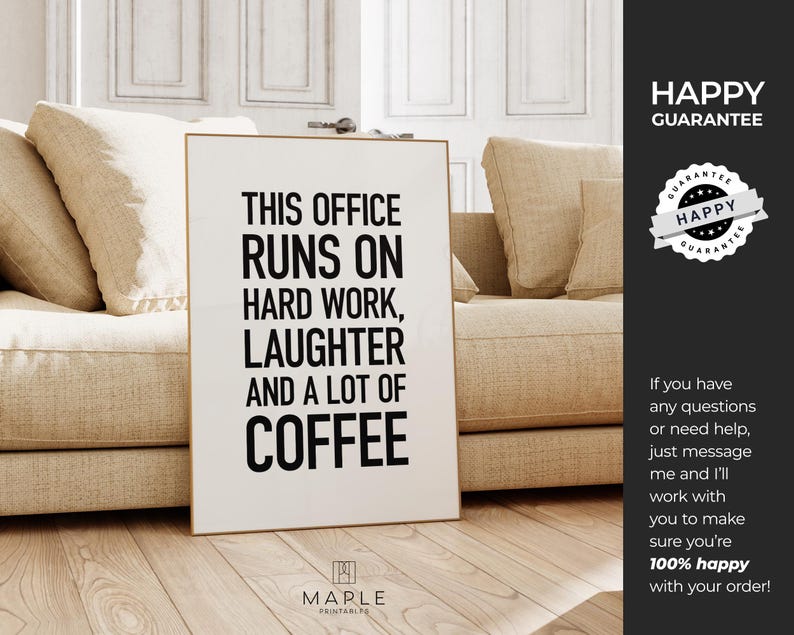 Office Decor, Teamwork Quote Printable, HR Office Print, Coffee Humour Gifts, Workplace Wall Art, Downloadable Poster, Hard Work Laughter image 9