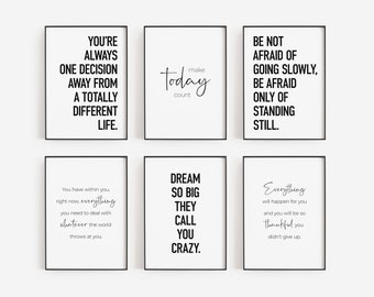 Motivational Posters, Set of 6 PRINTABLES, Office Decor for Women, Motivation Wall Art, Inspirational Work Quotes, Modern Home Office Prints